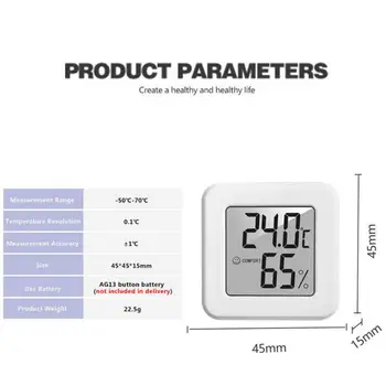 1 / 2 ЕЛЕМЕНТА Temea Smiley Мини LCD дигитален термометър-влагомер, измерване на влажността в помещението, Сензор за влажност на въздуха, метеорологичната станция