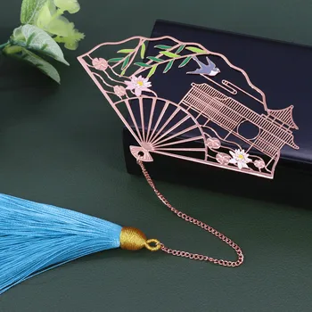 1бр Цзяннань Чуньян Арт Метал Rose Gold Classic Творчески Китайски Стил Пискюл Розово Злато Bookmark Подарък Кутия за Опаковане