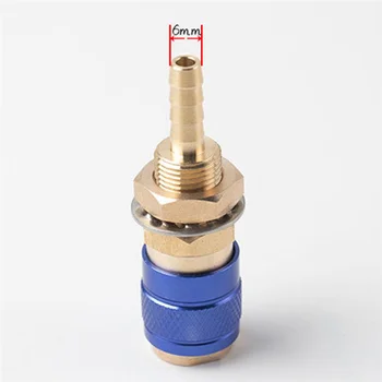 2 елемента 6 мм Газов адаптер за вода с въздушно охлаждане, быстроразъемный фитинг за заваръчна горелка МИГ TIG, синьо + червено