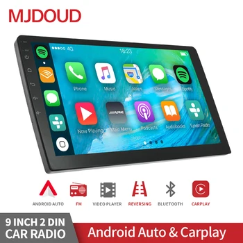 MJDOUD Безплатна доставка и 2 DIN, 9-инчов автомобилен стереосистемный мултимедиен плеър CARPLAY със сензорен екран, Bluetooth, USB, авто радио, фотоапарат