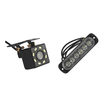 Автомобилна Камера за обратно виждане Универсален Резерв Парковочная Камера 8 LED Night & 12V-24V 6LED Light Flash Авариен Автомобил
