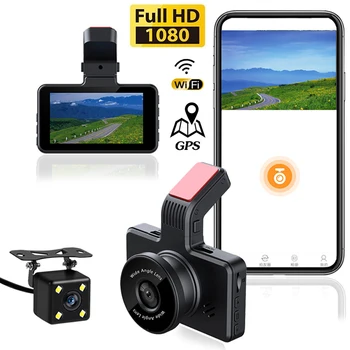 Видеорекордер WiFi Full HD 1080P Авто Dvr Камера за задно виждане, видео Рекордер Черна Кутия за Нощно Виждане Автоматично Видеорекордер Автомобилна камера, GPS Тракер