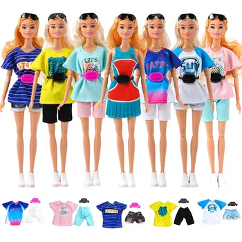 Комплект дрехи + колан /тениска + шорти + ластикът на кръста /30 см, дрехи за кукли, спортни облекла, костюми, облекло за 1/6 Xinyi FR ST кукла Барби
