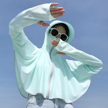 Нова солнцезащитная облекло на Жените от Ледената коприна с дълги ръкави, джоб за защита от uv, Модни Свободна солнцезащитная риза, сако