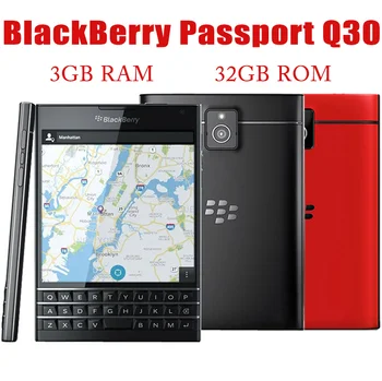 Оригинален отключени мобилен телефон BlackBerry Паспорт Q30 32 GB ROM 3 GB RAM, 13-мегапикселова камера, Bluetooth Сензорен екран WiFi Панел на смартфон
