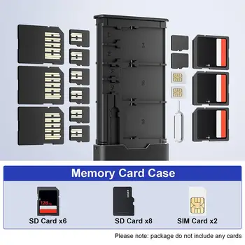Преносим Алуминиева Кутия За Съхранение на Карти с Памет Калъф за 6 SD карти 8 Micro SD-Карта СИМ-картата с Пин-Код Калъф за карти с памет Титуляр Organization M5V5