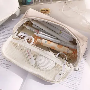 Чанта за писалки Унисекс, Проста Холщовая чанта за офис консумативи с Голям капацитет, дизайнерски молив случай с голяма дупка, Училищен офис